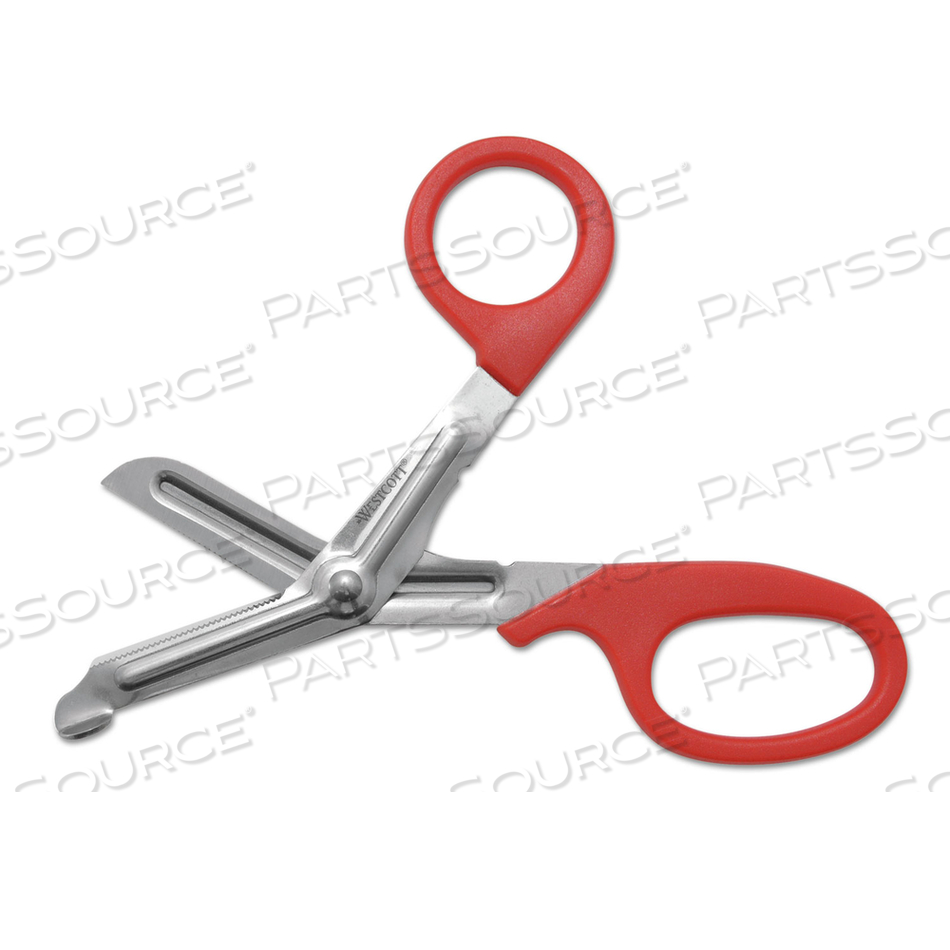 STAINLESS STEEL OFFICE SNIPS, 7" LONG, 1.75" CUT LENGTH, RED OFFSET HANDLE by Westcott