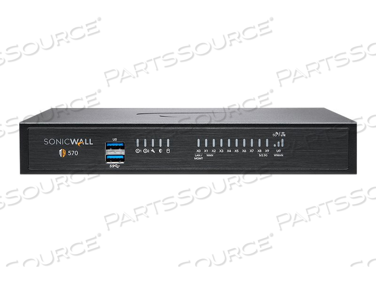 TZ570W, ESSENTIAL EDITION, SECURITY APPLIANCE, WITH 1 YEAR TOTALSECURE, GIGE, 5 GIGE, WI-FI 5, 2.4 GHZ, 5 GHZ, DESKTOP by Sonicwall