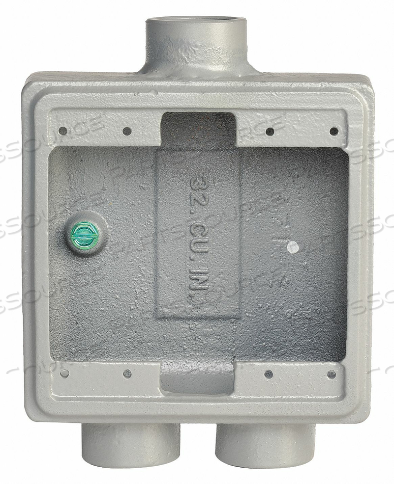 CAST DEVICE BOX, 2 GANG MALLEABLE IRON, (2)1/2, (1)3/4 IN. by Appleton Electric