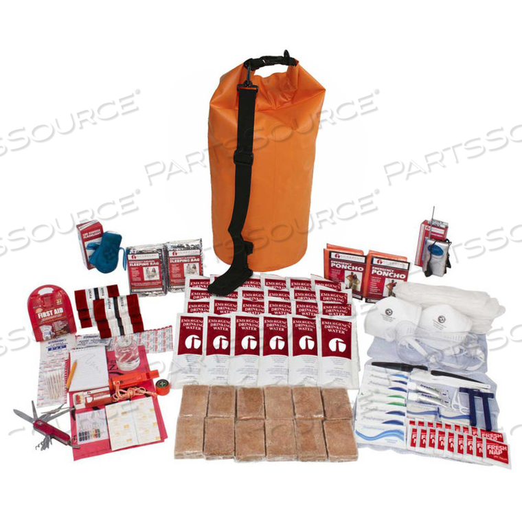 SKX2 2 PERSON DELUXE SURVIVAL KIT IN WATERPROOF DRY BAG ORANGE 