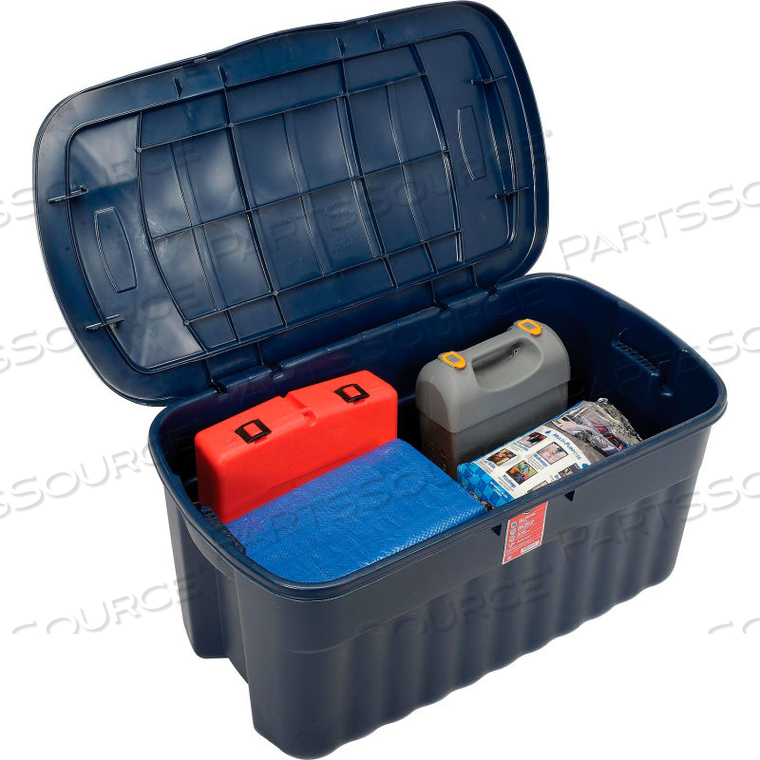 ROUGHNECK JUMBO STORAGE TOTE 40 GALLON 36-7/8 X 21-3/16 X 18-5/16 DARK INDIGO METAL by United Solutions ROUGHNECK JUMBO STORAGE TOTE 40 GALLON 36-7/8 X 21-3/16 X 18-5/16 DARK INDIGO METAL by United Solutions