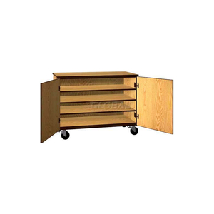 TOTE TRAY MOBILE WOOD CABINET, SOLID DOOR, 48"W X 22-1/4"D X 36"H, NATURAL OAK/BROWN by Ironwood Manufacturing Inc