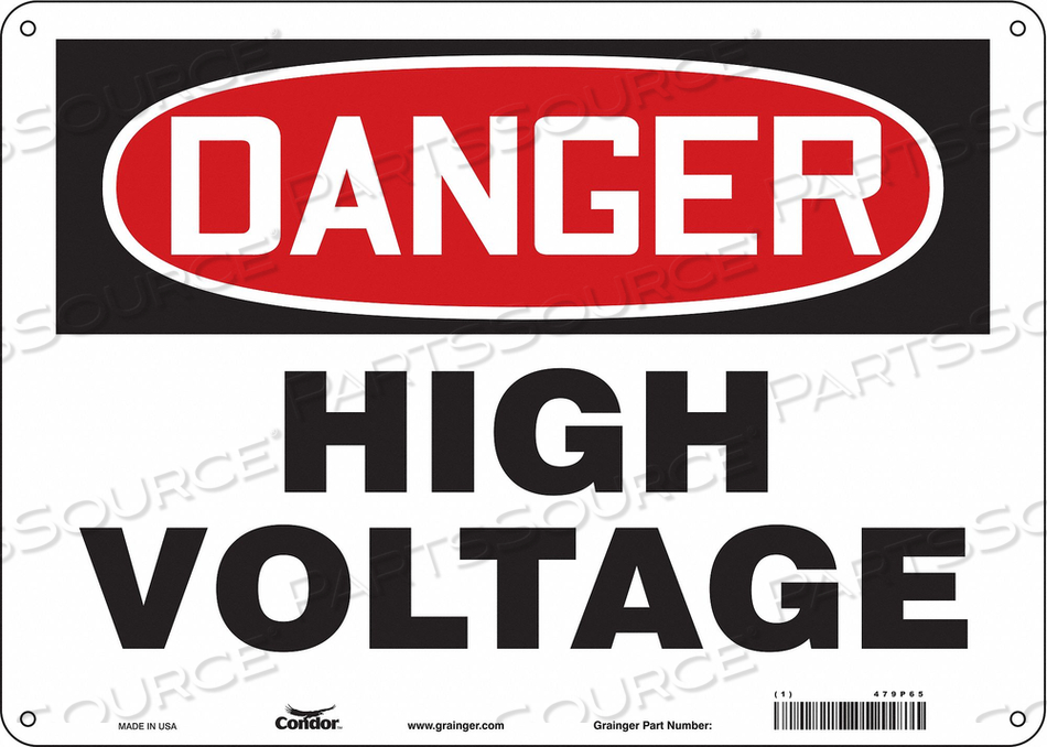 SAFETY SIGN, HORIZONTAL RECTANGLE, NUMBER OF PRINTED SIDES 1, ENGLISH, SIGN FORMAT TRADITIONAL OSHA, SIGN LEGEND HIGH VOLTAGE, SIGN LEGEND B by Condor SAFETY SIGN, HORIZONTAL RECTANGLE, NUMBER OF PRINTED SIDES 1, ENGLISH, SIGN FORMAT TRADITIONAL OSHA, SIGN LEGEND HIGH VOLTAGE, SIGN LEGEND B by Condor