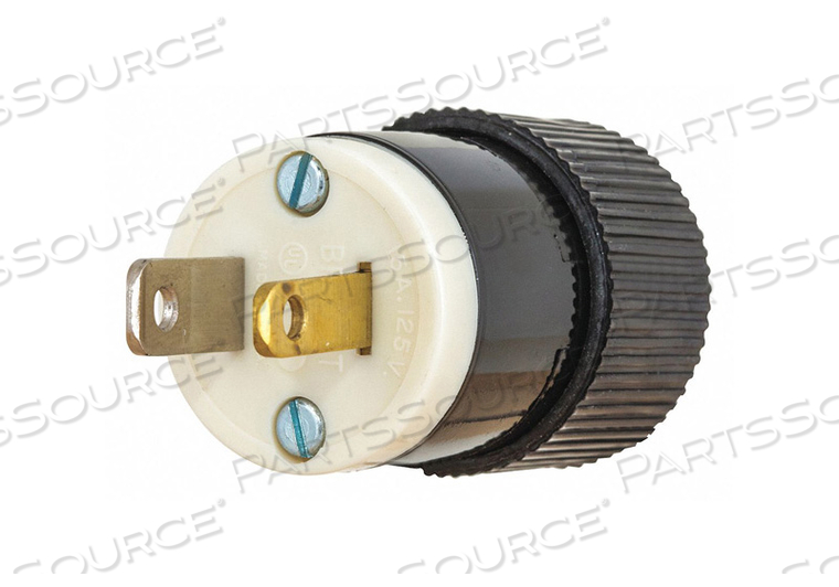 BLADE PLUG BLACK/WHITE 0.5 HP 125VAC by Hubbell Power Systems BLADE PLUG BLACK/WHITE 0.5 HP 125VAC by Hubbell Power Systems