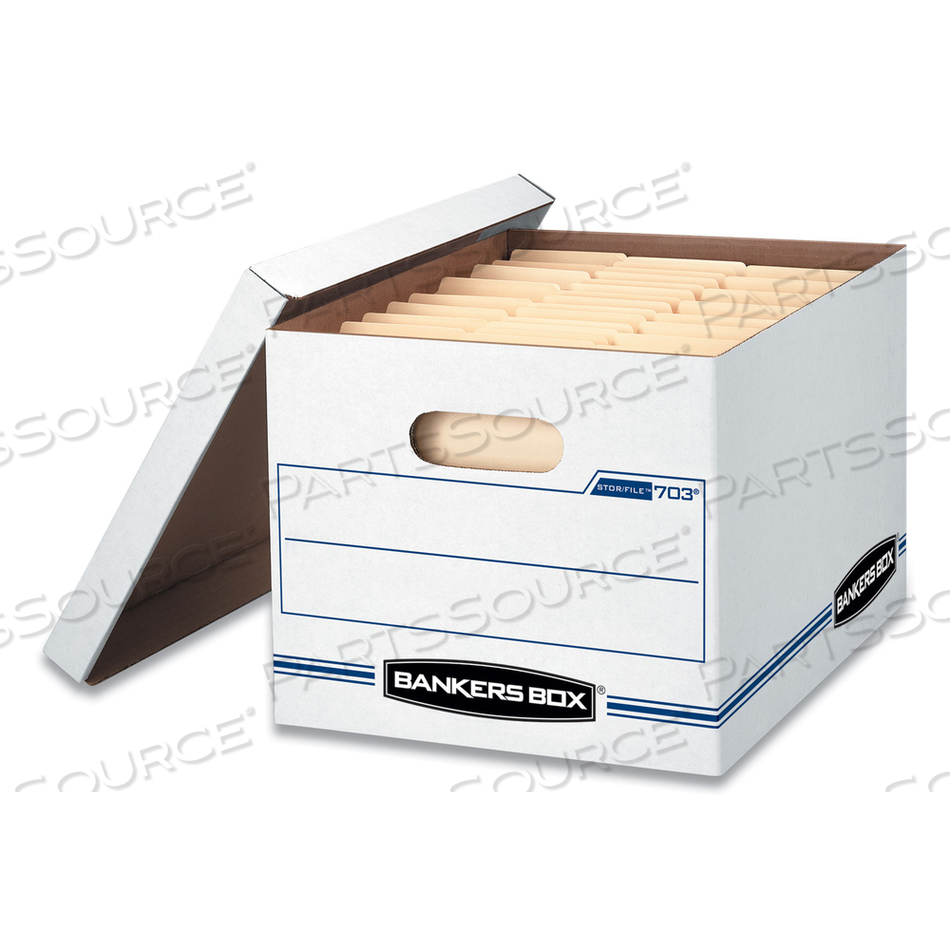 STOR/FILE BASIC-DUTY STORAGE BOXES, LETTER/LEGAL FILES, 12.5" X 16.25" X 10.5", WHITE/BLUE by Bankers Box