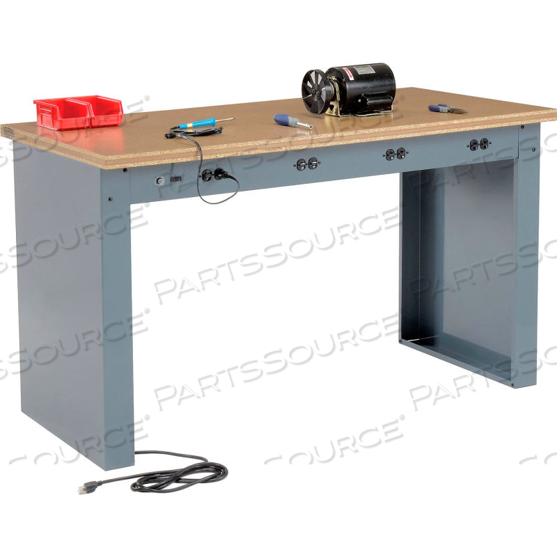 60"W X 30"D PANEL LEG WORKBENCH - POWER APRON & SHOP TOP SQUARE EDGE TOP 