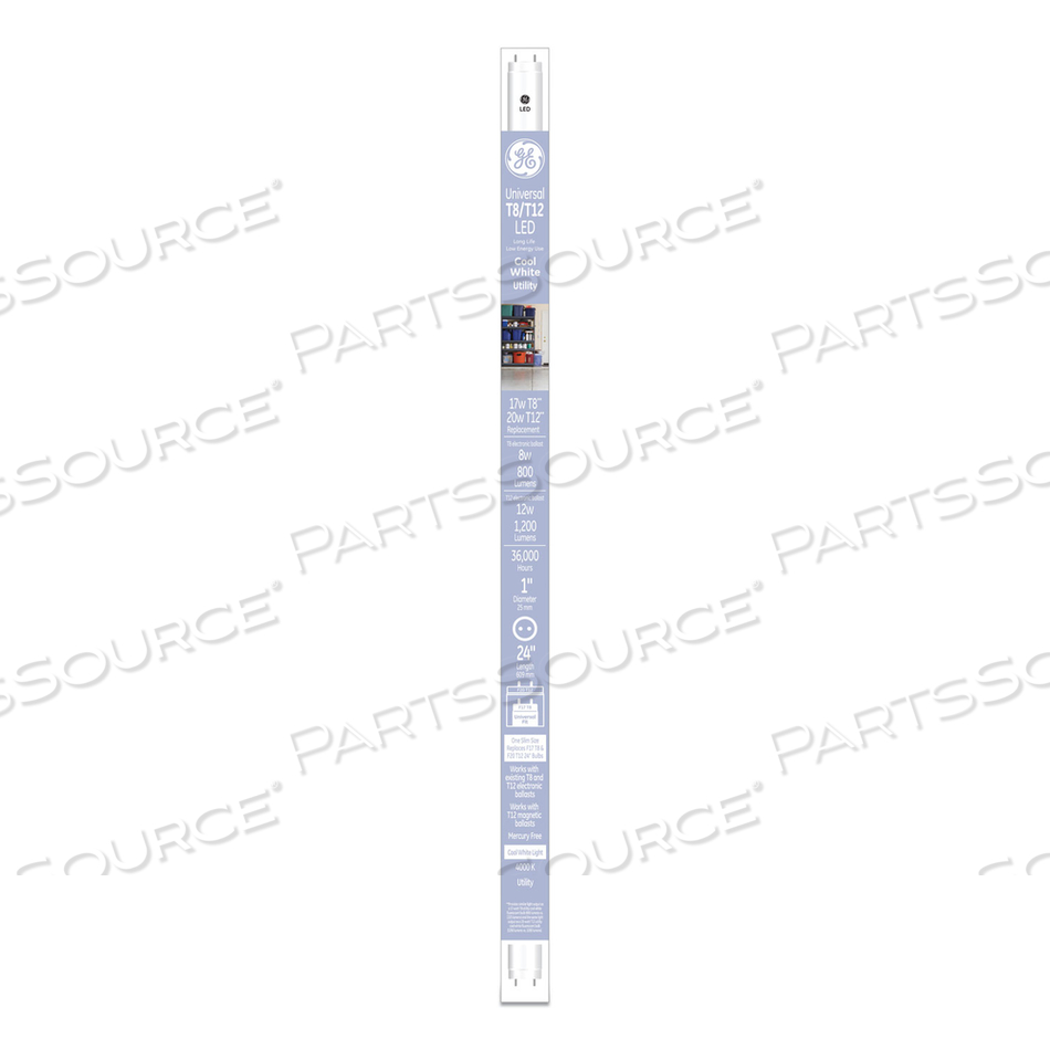 24" T8/T12, 20 W, T8 TUBE, 8 W, COOL WHITE, 6/CARTON 