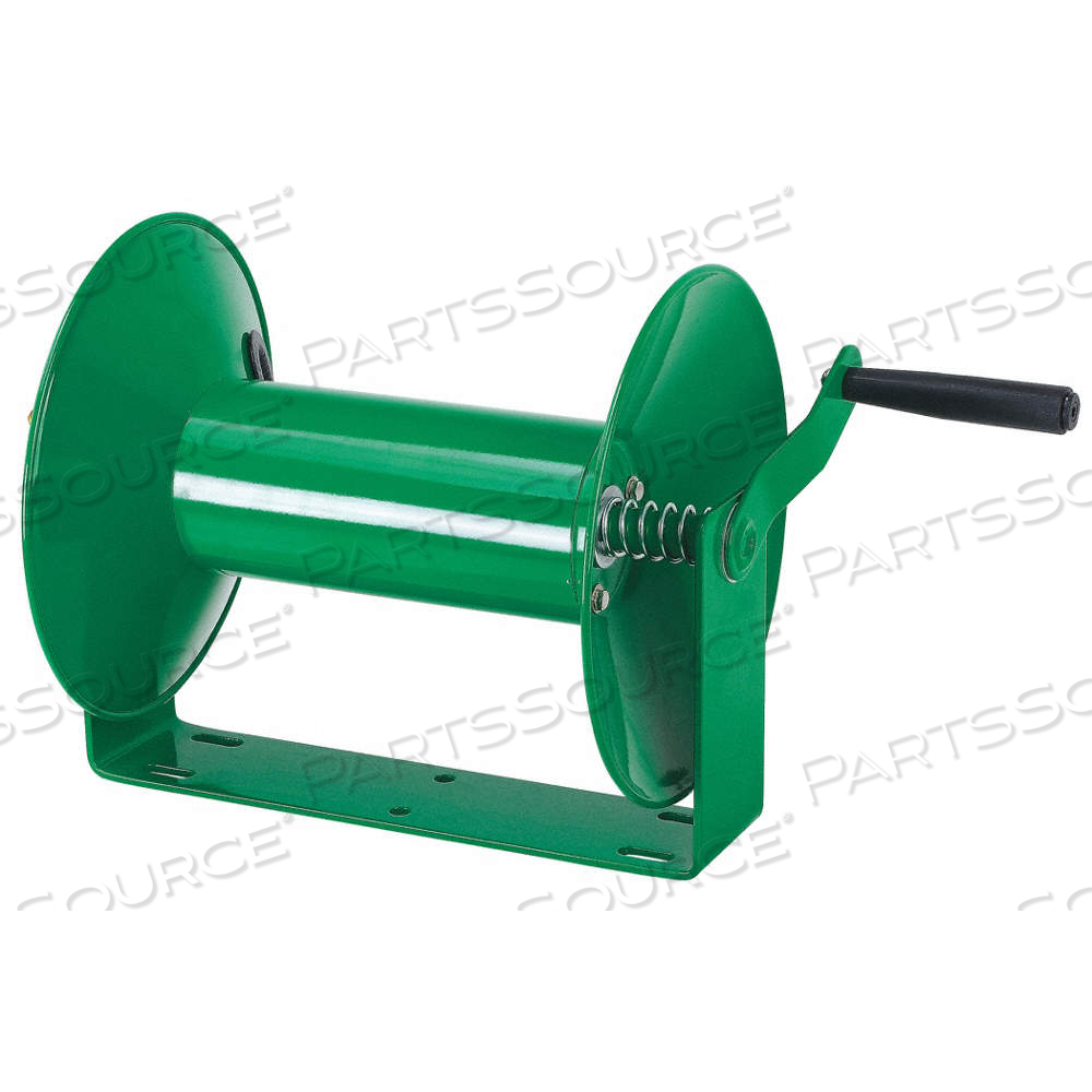 HAND CRANK HOSE REEL, AIR, WATER, HOSE CAPACITY 100 FT (3/8 IN I.D.), 300 PSI, OVERALL HEIGHT 11 5/8 IN, OVERALL LENGTH 22 IN, OVERALL WIDTH by Speedaire