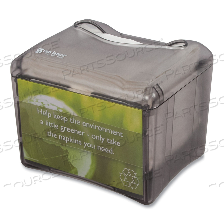 VENUE NAPKIN DISPENSER WITH ADVERTISING INSET, 6.5 X 6.13 X 6.9, CAPACITY: 200, BLACK by San Jamar VENUE NAPKIN DISPENSER WITH ADVERTISING INSET, 6.5 X 6.13 X 6.9, CAPACITY: 200, BLACK by San Jamar