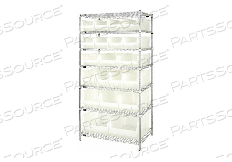 BIN SHELVING 74 OVERALL H 20 BINS CLEAR by Quantum Storage Systems