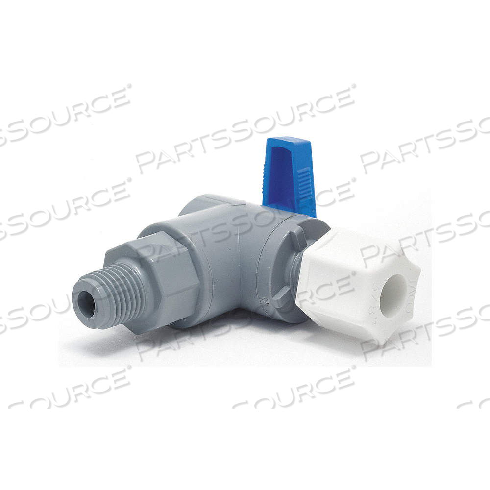 MANUAL TWO-WAY BALL VALVE, 1/4 IN, PVC, ANGLE, MNPT X COMPRESSION, ONE-PIECE by Approved Vendor MANUAL TWO-WAY BALL VALVE, 1/4 IN, PVC, ANGLE, MNPT X COMPRESSION, ONE-PIECE by Approved Vendor