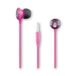 KIDS ANIMATED LLAMA DESIGN STEREO EARBUDS, 4 FT CORD, PINK/MULTICOLOR by Volkano