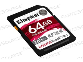 CANVAS REACT PLUS, FLASH MEMORY CARD, 64 GB, VIDEO CLASS V90 / UHS-II U3 / CLASS10, SDXC UHS-II (END OF LIFE / NO LONGER SUPPORTED BY OEM) CANVAS REACT PLUS, FLASH MEMORY CARD, 64 GB, VIDEO CLASS V90 / UHS-II U3 / CLASS10, SDXC UHS-II (END OF LIFE / NO LONGER SUPPORTED BY OEM)