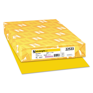 COLOR PAPER, 24 LB BOND WEIGHT, 11 X 17, SOLAR YELLOW, 500/REAM by Astrobrights