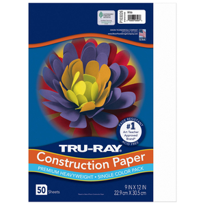 TRU-RAY CONSTRUCTION PAPER, 76 LB TEXT WEIGHT, 9 X 12, WHITE, 50 SHEETS/PACK, 50 PACKS/CARTON by Pacon