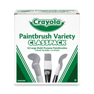 LARGE VARIETY PAINT BRUSH CLASSPACK, NATURAL; NYLON BRISTLES, FLAT; ROUND PROFILES, 36/SET by Crayola