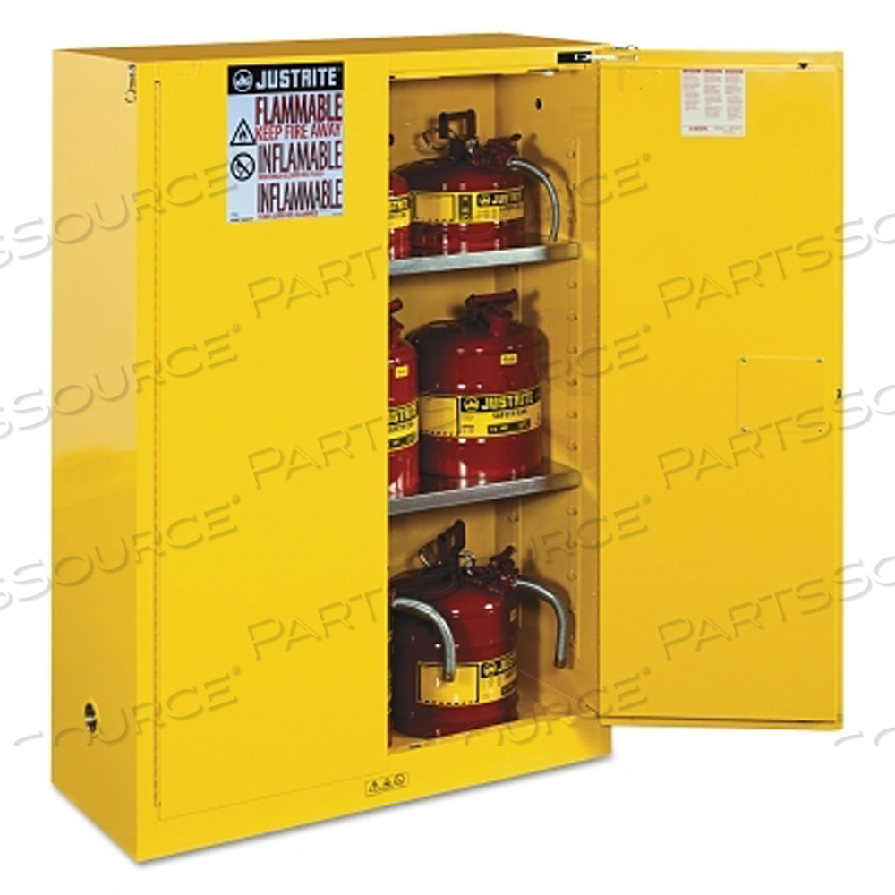 E4579 FLAMMABLE SAFETY CABINET 45 GAL. YELLOW by Justrite E4579 FLAMMABLE SAFETY CABINET 45 GAL. YELLOW by Justrite