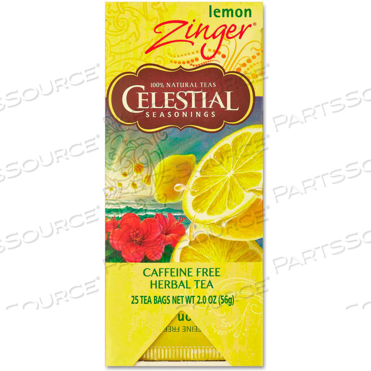 CAFFEINE-FREE HERBAL TEA, LEMON ZINGER, SINGLE CUP BAGS, 25/BOX 