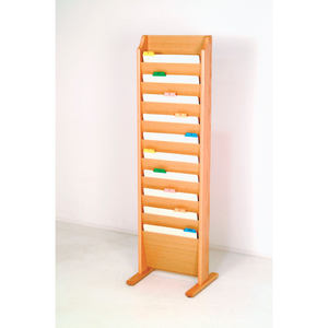 FREE STANDING 10 POCKET CHART HOLDER - LIGHT OAK by Wooden Mallet