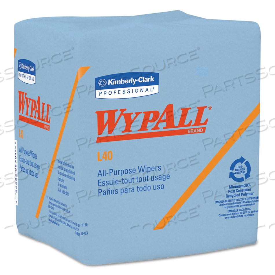 L40 WIPER, 1/4 FOLD, BLUE, 12.5 X 12, 56/BOX by WypAll