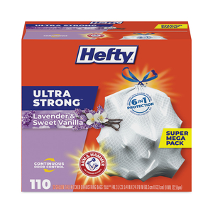 ULTRA STRONG SCENTED TALL WHITE KITCHEN BAGS, 13 GAL, 0.9 MIL, 23.75" X 24.88", WHITE, 110 BAGS/BOX, 3 BOXES/CARTON by Hefty