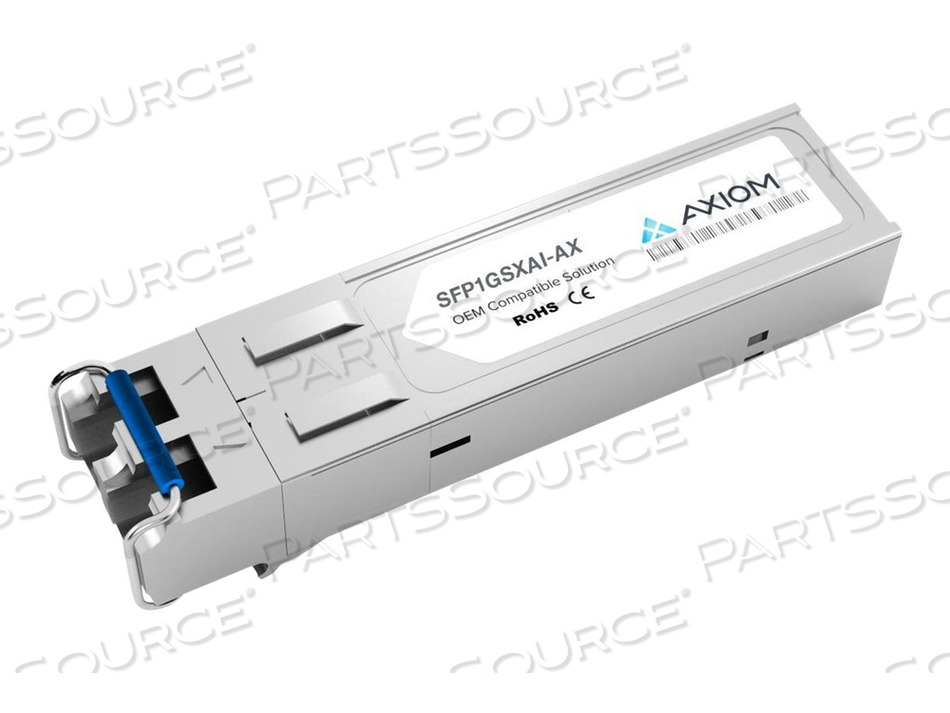 AXIOM, INDUSTRIAL TEMPERATURE, SFP (MINI-GBIC) TRANSCEIVER MODULE, GIGE, 1000BASE-SX, LC MULTI-MODE, UP TO 1800 FT, 850 NM, FOR JUNIPER NETW by Axiom AXIOM, INDUSTRIAL TEMPERATURE, SFP (MINI-GBIC) TRANSCEIVER MODULE, GIGE, 1000BASE-SX, LC MULTI-MODE, UP TO 1800 FT, 850 NM, FOR JUNIPER NETW by Axiom