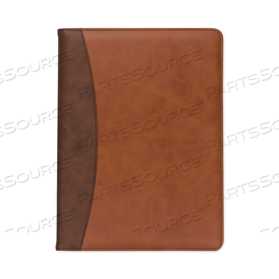 TWO-TONE PADFOLIO WITH SPINE ACCENT, 10.6W X 14.25H, POLYURETHANE, TAN/BROWN TWO-TONE PADFOLIO WITH SPINE ACCENT, 10.6W X 14.25H, POLYURETHANE, TAN/BROWN