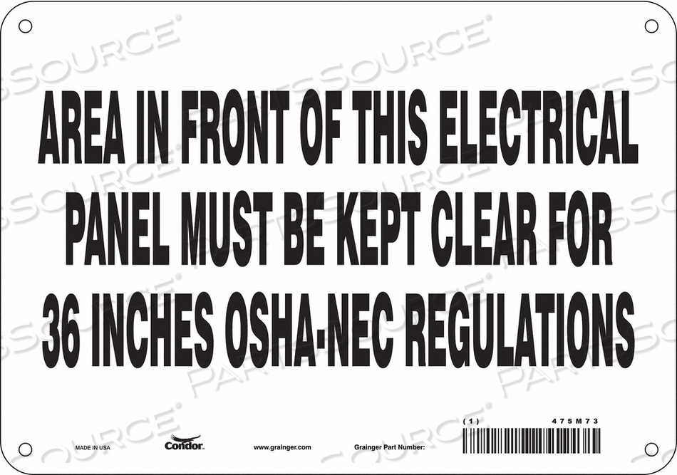 SAFETY SIGN 10 W 7 H 0.060 THICKNESS 
