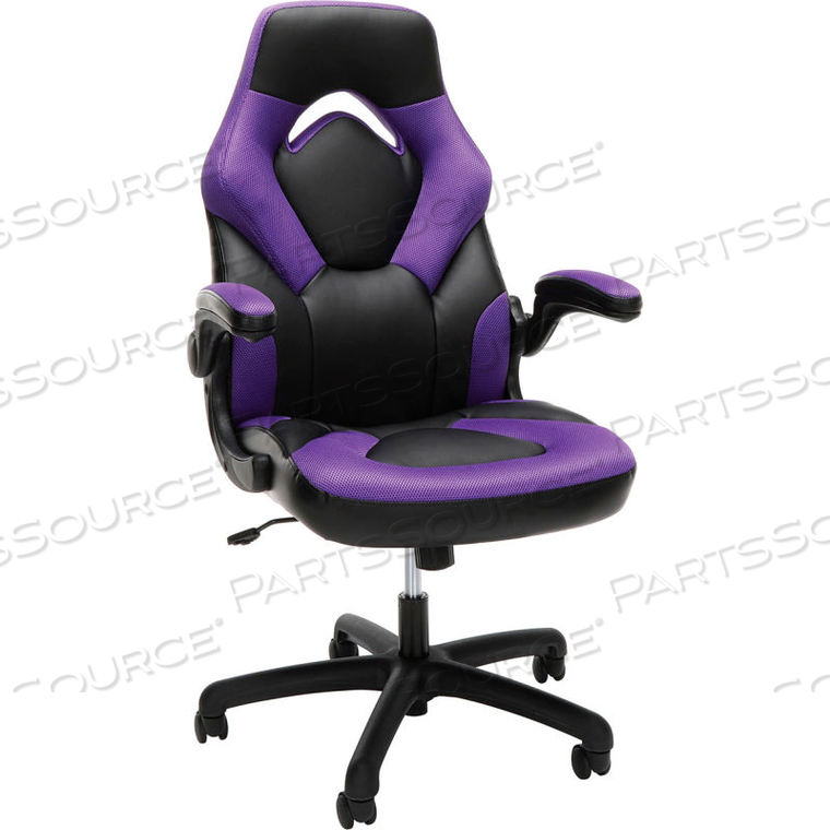 ESSENTIALS COLLECTION RACING STYLE BONDED LEATHER GAMING CHAIR, IN PURPLE () 