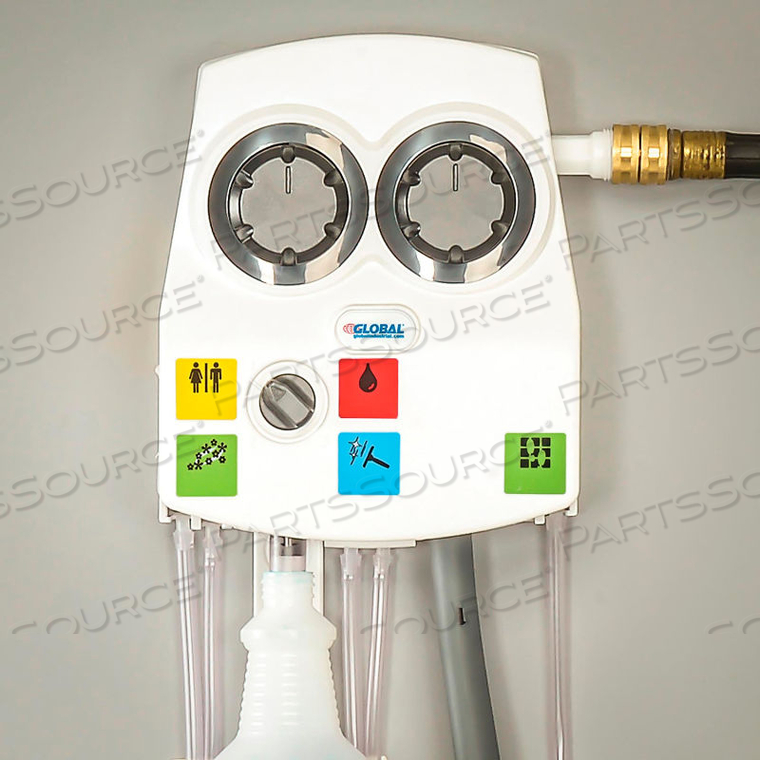 UNIVERSAL CLEANING CHEMICAL DILUTION DISPENSER, DUAL FLOW, 5-CHEMICAL by Brightwell Dispensers Inc UNIVERSAL CLEANING CHEMICAL DILUTION DISPENSER, DUAL FLOW, 5-CHEMICAL by Brightwell Dispensers Inc