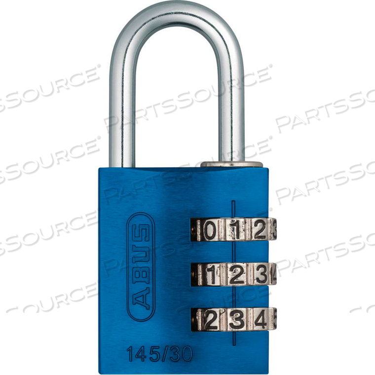 ANODIZED ALUMINUM RESETTABLE 3-DIAL COMBINATION LOCK 145/30 C - BLUE by Abus ANODIZED ALUMINUM RESETTABLE 3-DIAL COMBINATION LOCK 145/30 C - BLUE by Abus