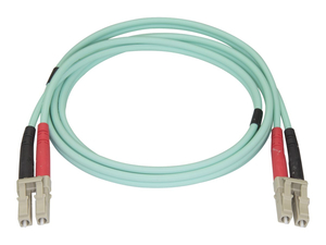 AQUA OM4 DUPLEX MULTIMODE FIBER OPTIC CABLE - 100 GB - 50/125 - LSZH - LC/LC - 1 M - NETWORK CABLE - LC MULTI-MODE (M) TO LC MULTI-MODE (M) - 1 M - FIBER OPTIC - 50 / 125 MICRON - OM4 - AQUA by StarTech.com Ltd.