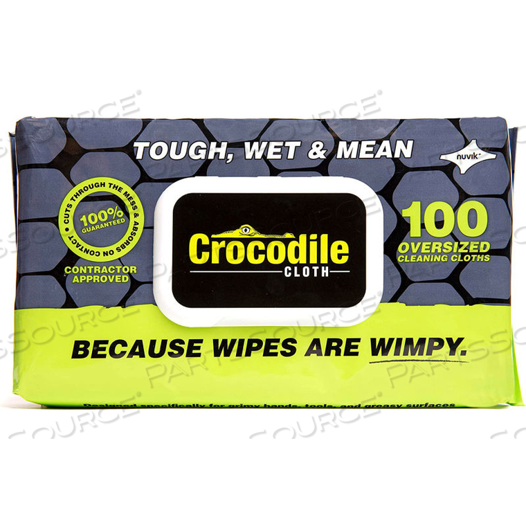 CROCODILE CLOTH PROFESSIONAL ORIGINAL CLEANING CLOTH WIPES, 100 WIPES/PACK by Nuvik USA Inc CROCODILE CLOTH PROFESSIONAL ORIGINAL CLEANING CLOTH WIPES, 100 WIPES/PACK by Nuvik USA Inc