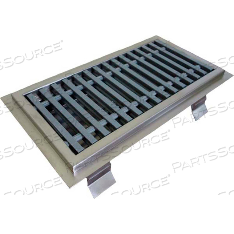 ANTI-SPLASH FLOOR TROUGH WITH FIBERGLASS GRATING & 1 CENTER DRAIN 