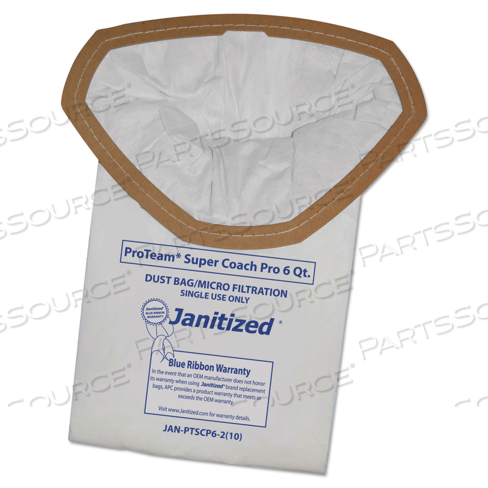 VACUUM FILTER BAGS DESIGNED TO FIT PROTEAM SUPER COACH PRO 6/GOFREE PRO by Janitized VACUUM FILTER BAGS DESIGNED TO FIT PROTEAM SUPER COACH PRO 6/GOFREE PRO by Janitized