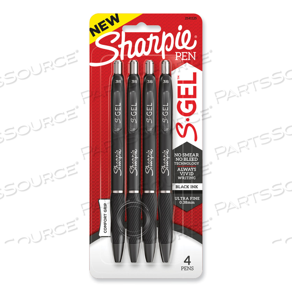 S-GEL HIGH-PERFORMANCE GEL PEN, RETRACTABLE, EXTRA-FINE 0.38 MM, BLACK INK, BLACK BARREL by Sharpie