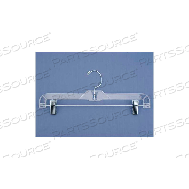 NAHANCO SKIRT/SLACK HANGER-HEAVY WEIGHT, 14"L X 1/2"W, PLASTIC-CL, PKG QTY 100 by National Hanger Company Inc.