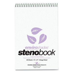 ENVIROSHADES STENO NOTEPAD, GREGG RULE, WHITE COVER, 80 ORCHID 6 X 9 SHEETS, 4/PACK by Roaring Spring Paper Products