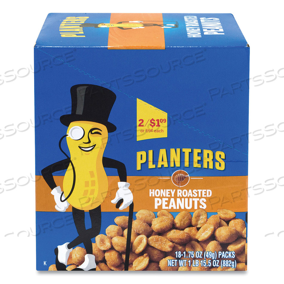 HONEY ROASTED PEANUTS, 1.75 OZ TUBE, 18/BOX 