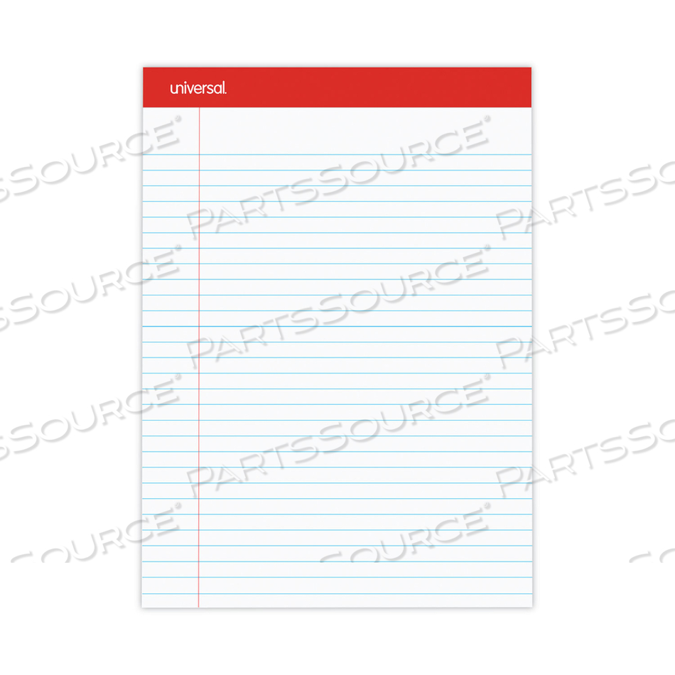 PERFORATED RULED WRITING PADS, WIDE/LEGAL RULE, RED HEADBAND, 50 WHITE 8.5 X 11.75 SHEETS by Universal