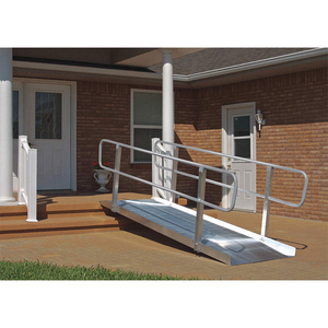 WALK RAMP, WHEELCHAIR RAMP, 8 IN SERVICE HT - MIN - NEW, NON-SKID, 2 IN SIDE RAIL HT - NEW, ALUMINUM by Prairie View Industries Inc.