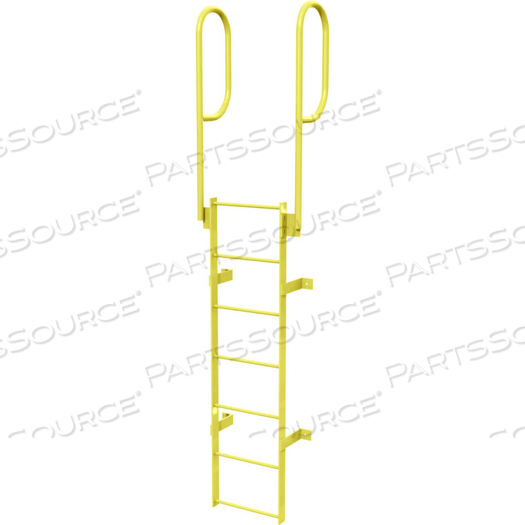 7 STEP STEEL WALK THROUGH WITH HANDRAILS FIXED ACCESS LADDER, YELLOW by Tri-Arc 7 STEP STEEL WALK THROUGH WITH HANDRAILS FIXED ACCESS LADDER, YELLOW by Tri-Arc