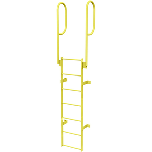 7 STEP STEEL WALK THROUGH WITH HANDRAILS FIXED ACCESS LADDER, YELLOW by Tri-Arc 7 STEP STEEL WALK THROUGH WITH HANDRAILS FIXED ACCESS LADDER, YELLOW by Tri-Arc