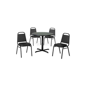 PREMIER HOSPITALITY 36" ROUND TABLE & STACK CHAIR SET - GRAPHITE NEBULA/BLACK VINYL CHAIR by Phoenix Office Furn. PREMIER HOSPITALITY 36" ROUND TABLE & STACK CHAIR SET - GRAPHITE NEBULA/BLACK VINYL CHAIR by Phoenix Office Furn.