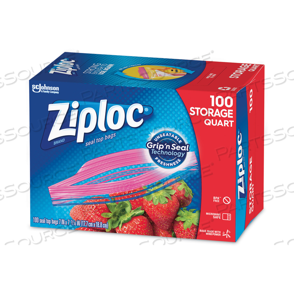 SEAL TOP BAGS, 1 QT, 7.44" X 7", CLEAR by Ziploc SEAL TOP BAGS, 1 QT, 7.44" X 7", CLEAR by Ziploc