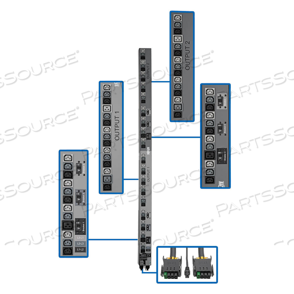 PDU 3-PHASE VERTICAL STRIP ATS 208V 17.3KW 48 C13, 6 C19 0URM by Tripp Lite PDU 3-PHASE VERTICAL STRIP ATS 208V 17.3KW 48 C13, 6 C19 0URM by Tripp Lite