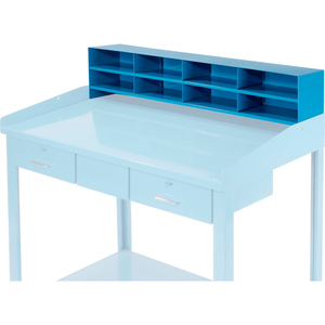 8 PIGEONHOLE COMPARTMENT RISER FOR PUCEL 48"W EXTRA-WIDE SHOP DESK - BLUE by Pucel Enterprises