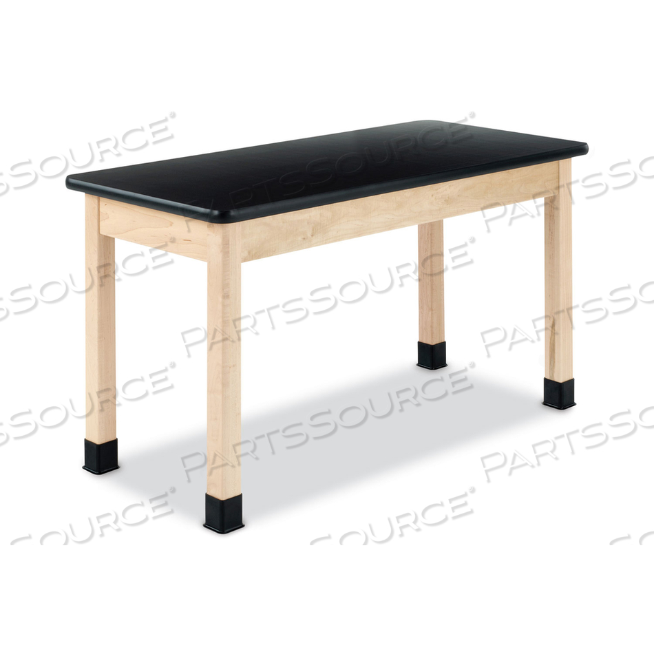 CLASSROOM SCIENCE TABLE, 54W X 24D X 36H, BLACK HIGH PRESSURE LAMINATE (HPL) TOP, MAPLE BASE 