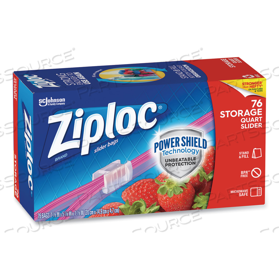 SLIDER STORAGE BAGS, 1 QT, 5.88" X 7.88", CLEAR, 76 BAGS/BOX by Ziploc SLIDER STORAGE BAGS, 1 QT, 5.88" X 7.88", CLEAR, 76 BAGS/BOX by Ziploc