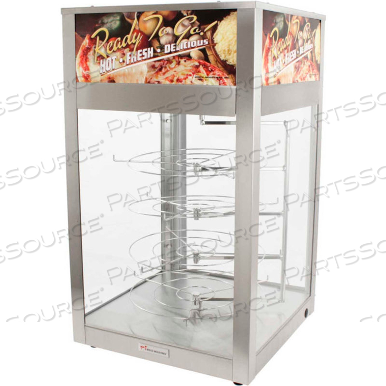 HUMIDIFIED CABINET W/ 4 TIER ROTATING PIZZA TREE, 18-1/2"W X 32"H X 18-1/2"D 